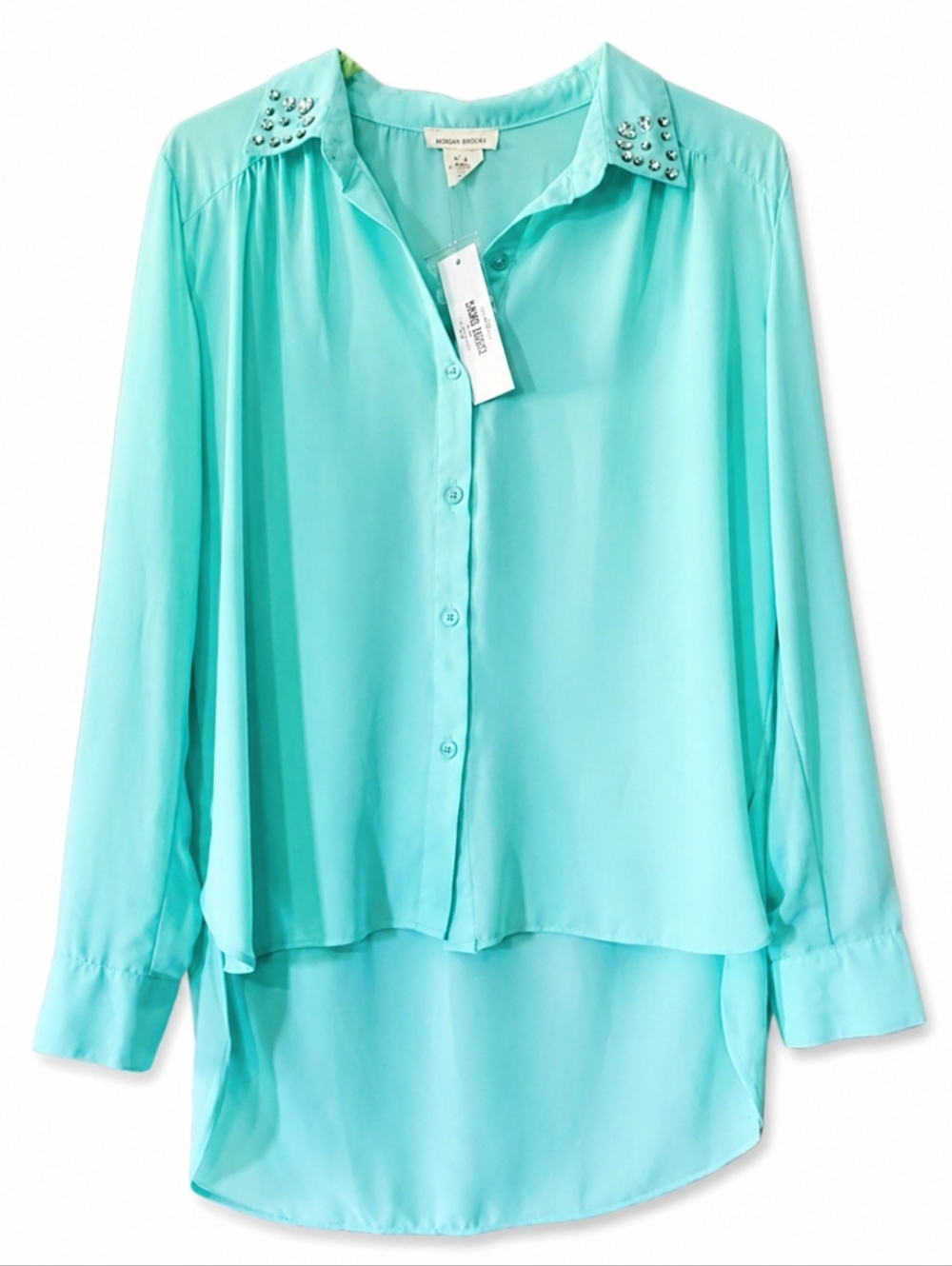 Sans Souci Aqua Button-Up Blouse